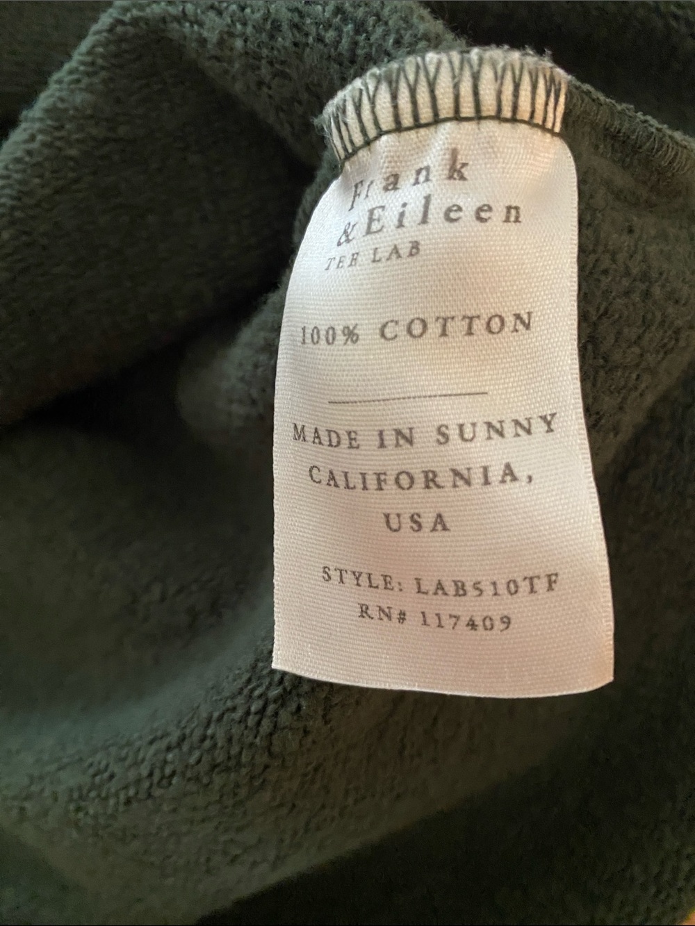 NWOT Frank & Eileen Patrick Popover Henley in a Rosemary Green color size L - Picture 5 of 7